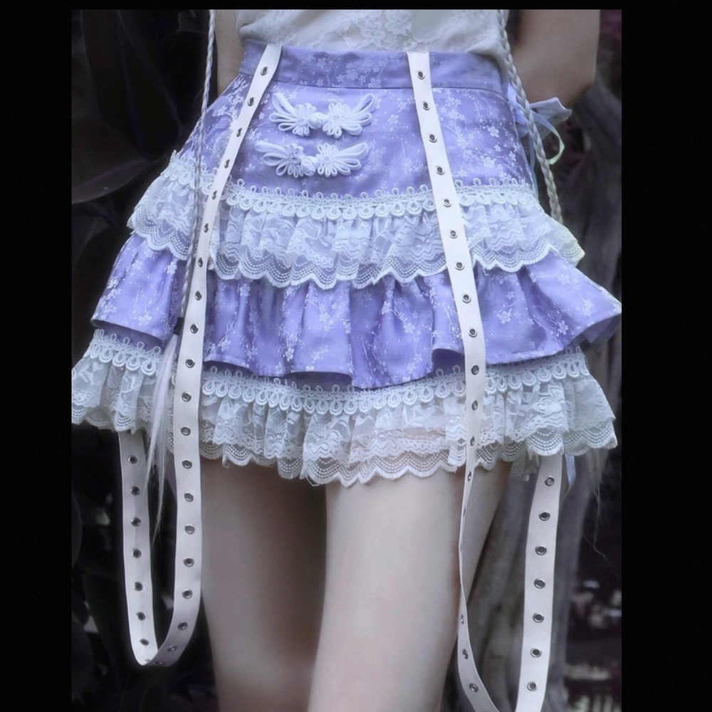 Elegant Purple Lace Layered Skirt